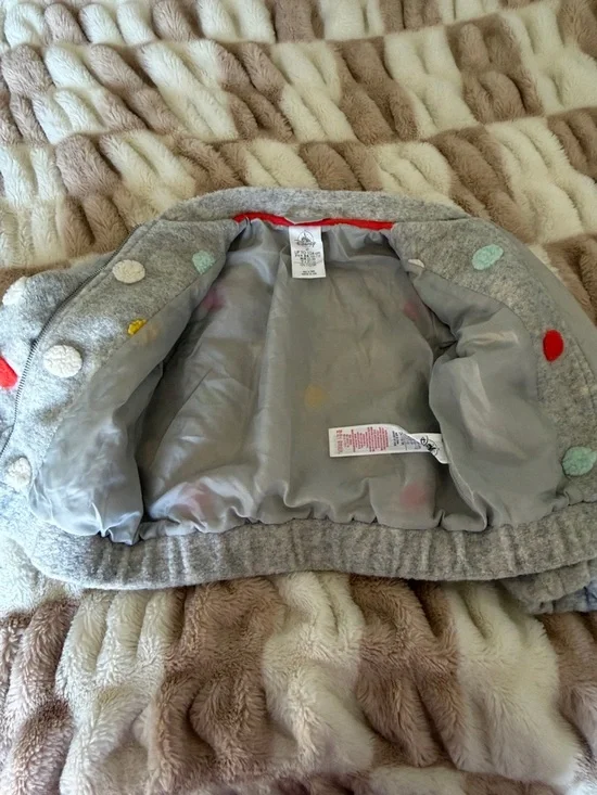 Disney dumbo Gray Polka Dot Kids Bomber Jacket with Colorful Patches - Picture 4 of 6